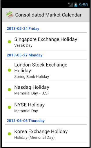 Financial Market Calendar