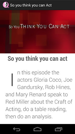 So you think you can Act