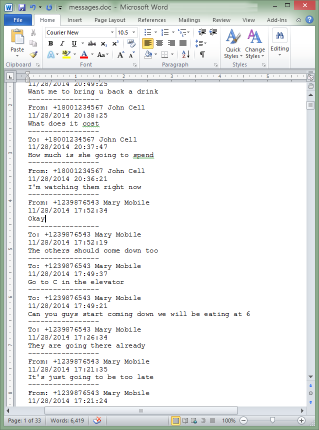Email my Texts Screen 3