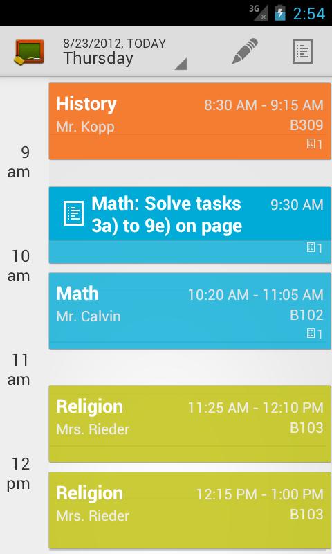 Android application My Class Schedule (donation) screenshort