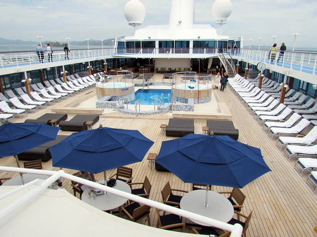 Oceania-Regatta-pool-deck - A look at the pool deck aboard Oceania Regatta.