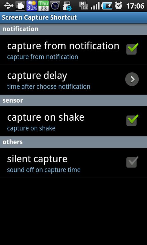 Android application Screen Capture Shortcut screenshort