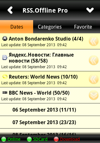 RSS.Offline Pro Screen 1