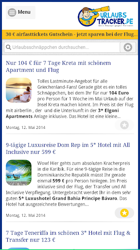 Urlaubstracker Schnäppchen