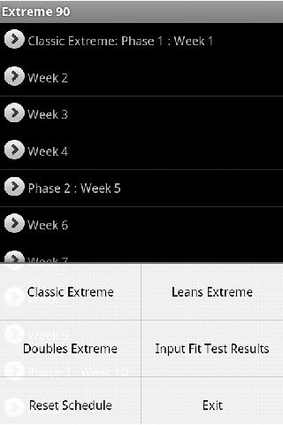 Extreme 90 Workout Schedule Screen 2