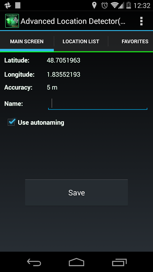 Android application AdvancedLocationDetector (GPS) screenshort