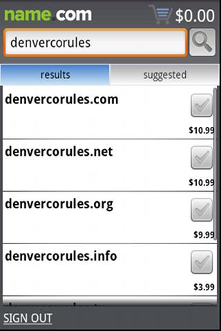 Name.com Android App - screenshot