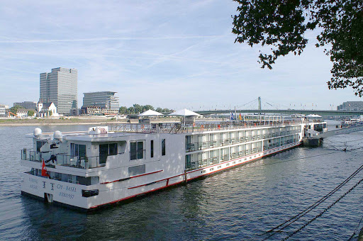 Viking-Aegir-Cologne-2 - Maiden voyage of the river cruise ship Viking Aegir in Cologne, Germany.