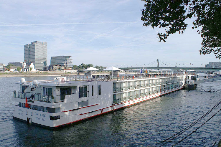 Maiden voyage of the river cruise ship Viking Aegir in Cologne, Germany.