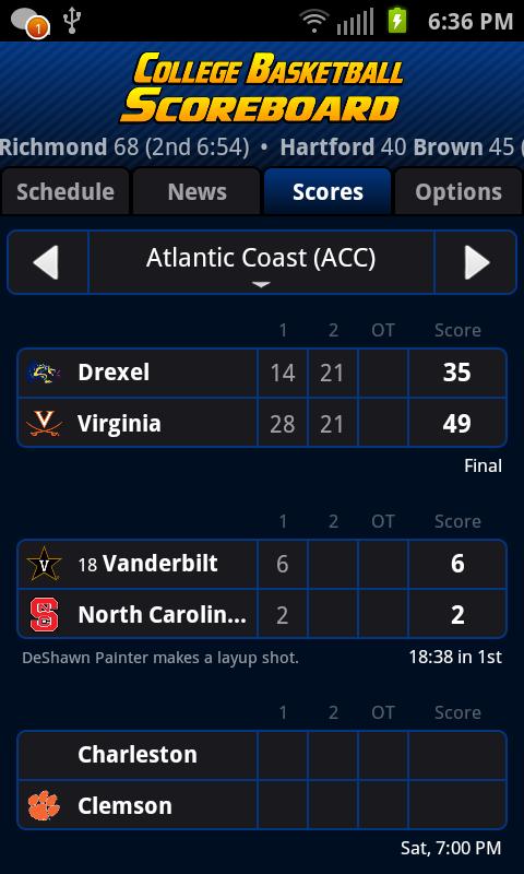 Android application College Basketball Scoreboard+ screenshort