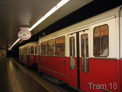 Tram 18 in Vienna to South Train Station