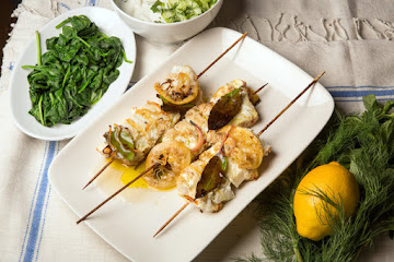 Turkish-Spiced Halibut Skewers With Yogurt Sauce