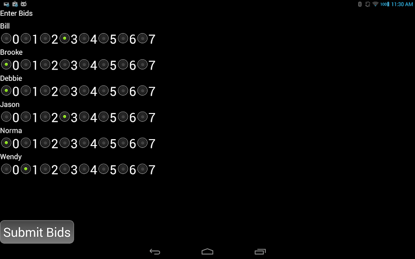 WIZARD Score Pad Screen 2
