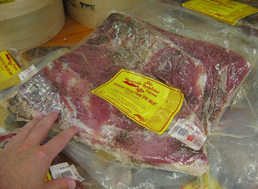 Cured Pork Side at the WNC Farmer's Market near Asheville, North Carolina
