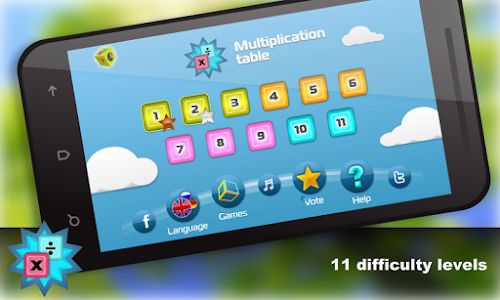 Android application Math. Мultiplication table screenshort