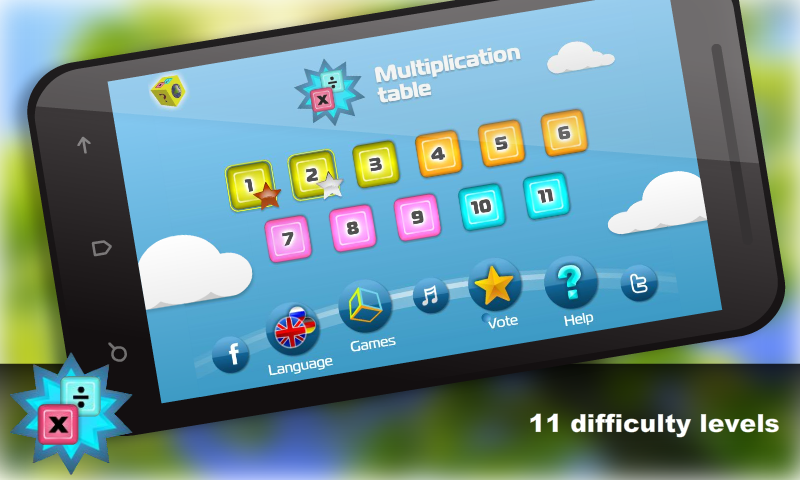 Math. Мultiplication table Screen 1