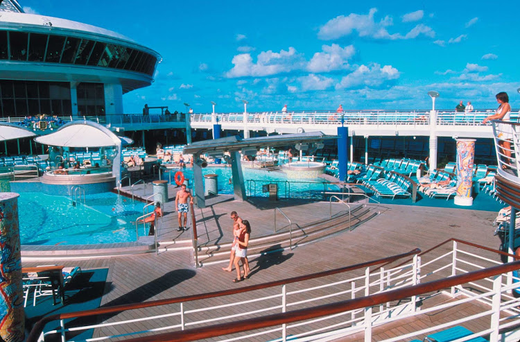 Take a dip, relax in the sun, and mingle at the adult-only Adventure of the Seas' Solarium Pool area.