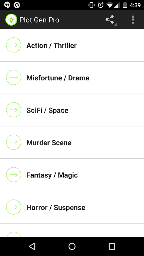 Android application Story Plot Generator screenshort
