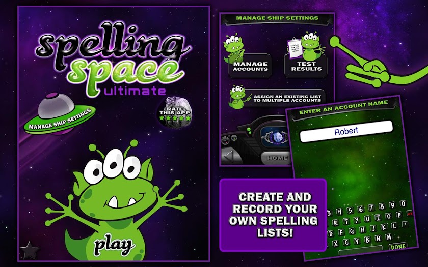 Spelling Space - Ultimate Screen 1