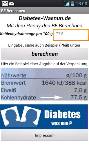 Diabetes BE berechnen als App