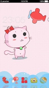 Lastest Cute Kitty Cartoon Pink Theme APK for Android