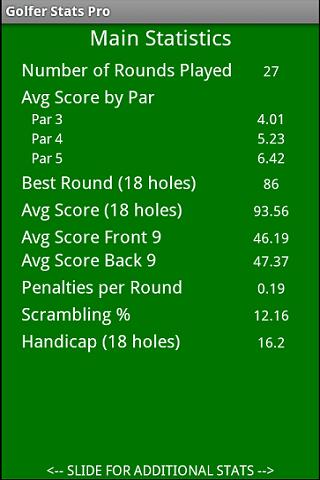 Golfer Stats Pro Screen 3