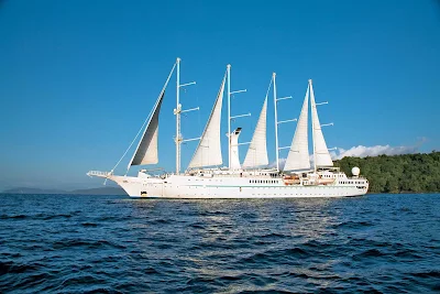 Wind Star, the namesake of the Windstar fleet, is large enough to provide luxury amenities yet small enough to tuck into small harbors and  coves larger ships can't reach.  
