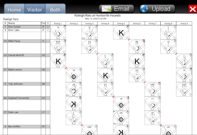 Baseball ScoreBook Screen 2