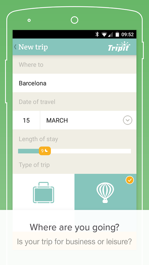 Android application PackPoint travel packing list screenshort