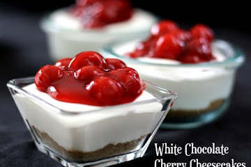 White Chocolate Cherry Cheesecakes