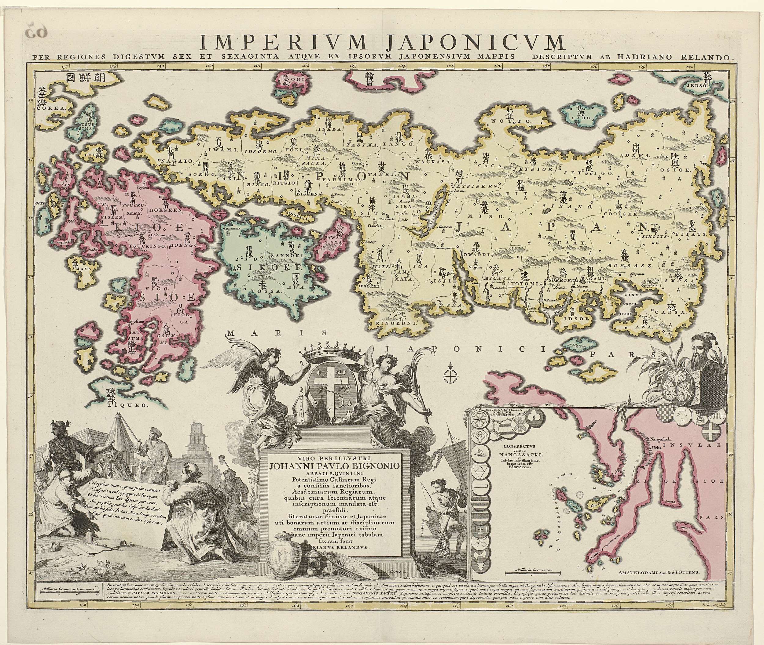 Kaart van Japan met bijkaart van Nagasaki by Unknown artist