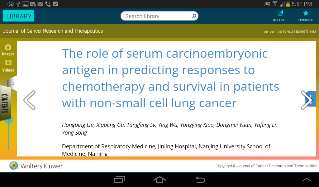   J Can Res Ther(JCRT) – snímka obrazovky 