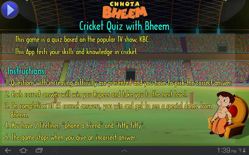 【免費娛樂App】Cricket Quiz with Bheem-APP點子