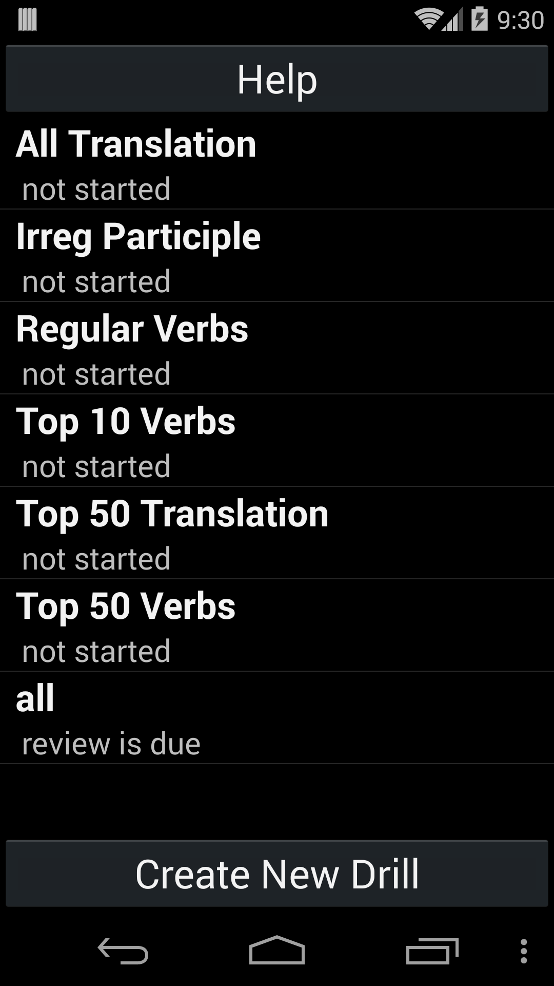 Android application Italian Verb Trainer Pro screenshort