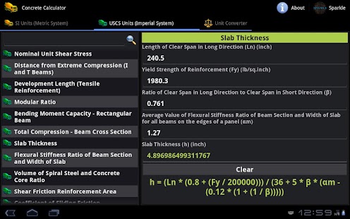 Concrete Calculator Tablet Screenshots 4