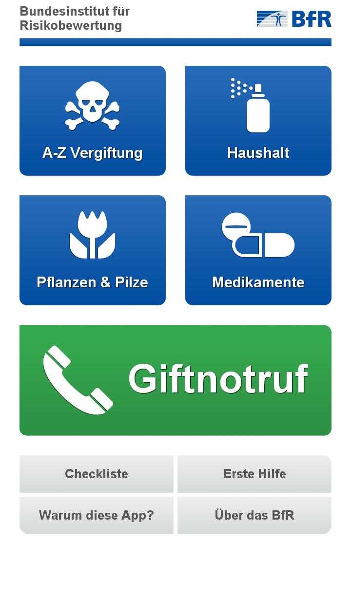 Android application BfR-Vergiftungsunfälle bei Kindern screenshort