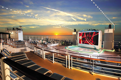 In the evening, Spice H20 on Norwegian Epic's deck 15  transforms into an Ibiza-inspired beach club for adults only.