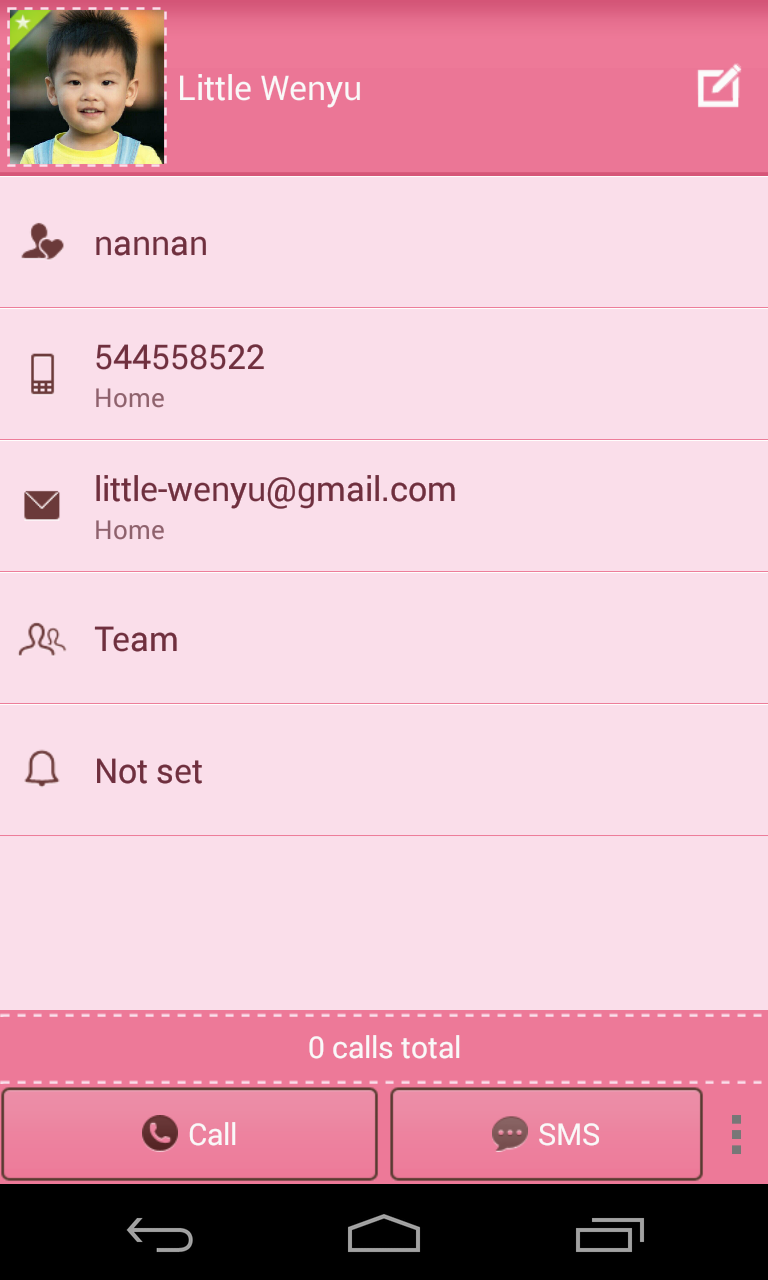 exDialer Pink Theme Screen 3