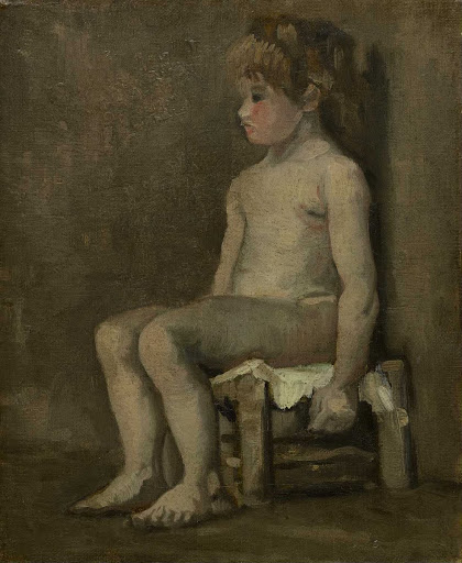 Nude girl, seated