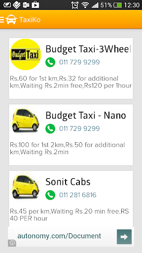 TaxiKO - Colombo Taxi List
