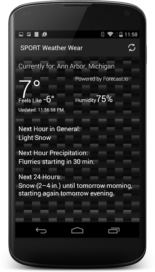 Android application SPORT Weather screenshort