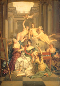 RIJKS: Benjamin Samuel Bolomey: Frederika Sophia Wilhelmina of Prussia (1751-1820). Wife of Prince Willem V, in the Temple of the Arts 1790