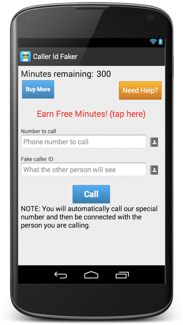 Caller ID Faker Screen 1