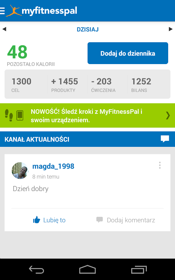   MyFitnessPal – zrzut ekranu 