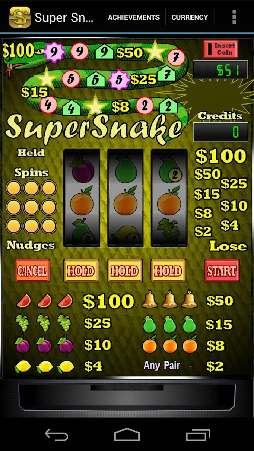 Android application Super Snake Slot Machine + screenshort