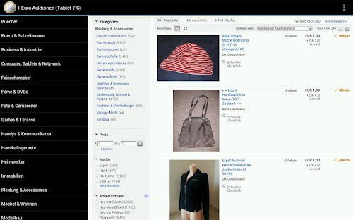 Android application 1 Euro Auktionen (Tablet-PC) screenshort