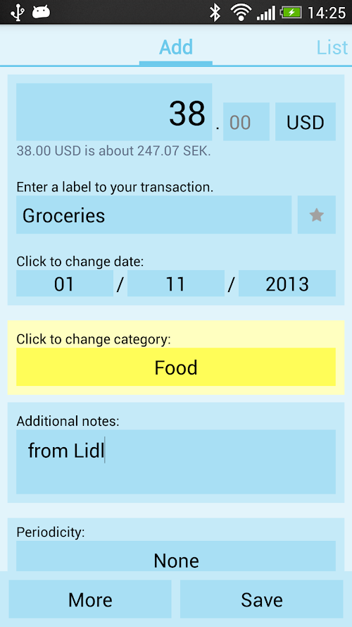 Android application Spendo Pro screenshort