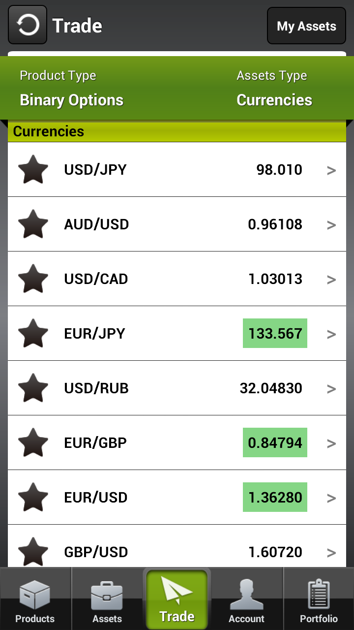 OptionWeb Screen 2