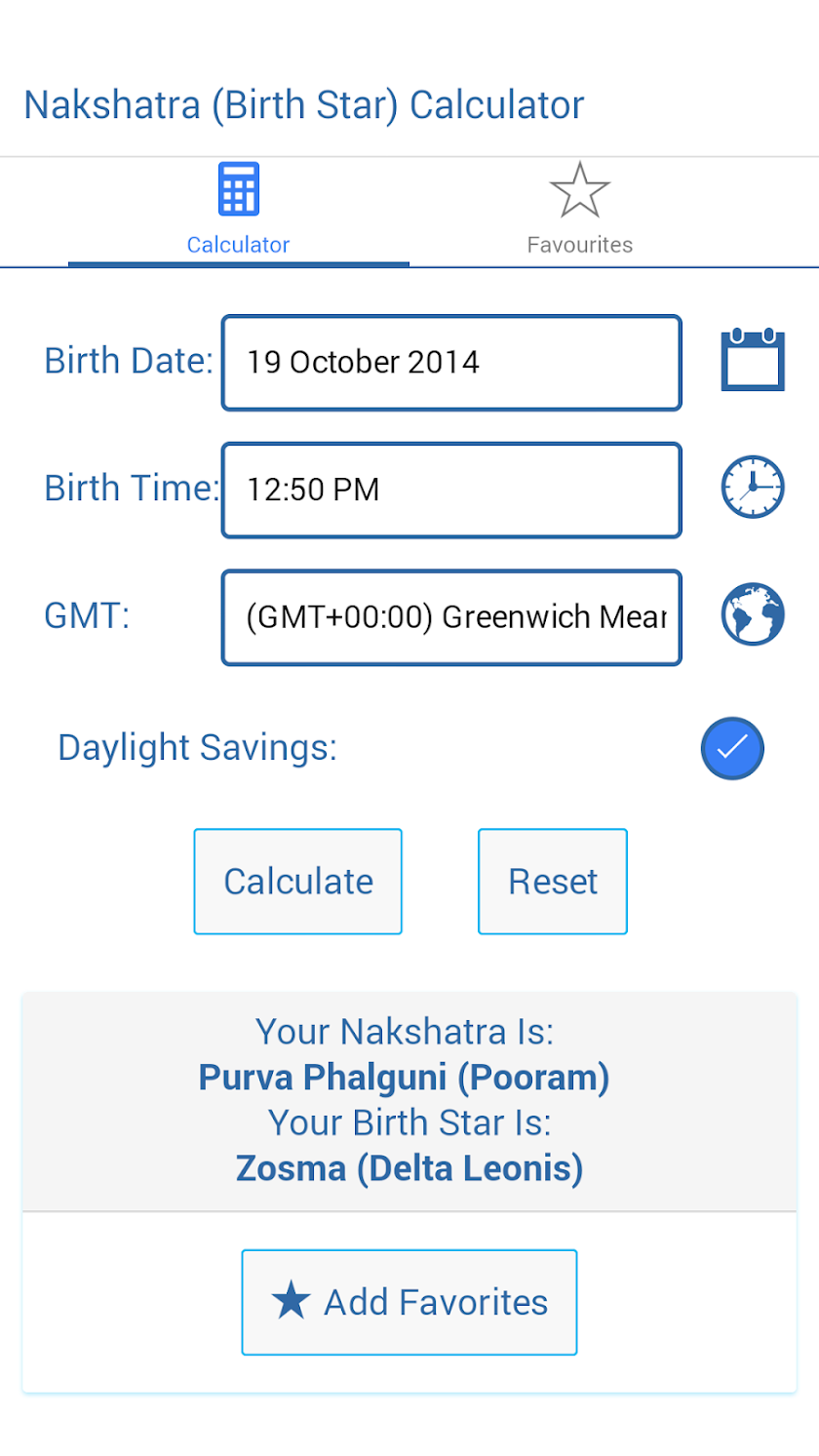 Nakshatra BirthStar Calculator Screen 3