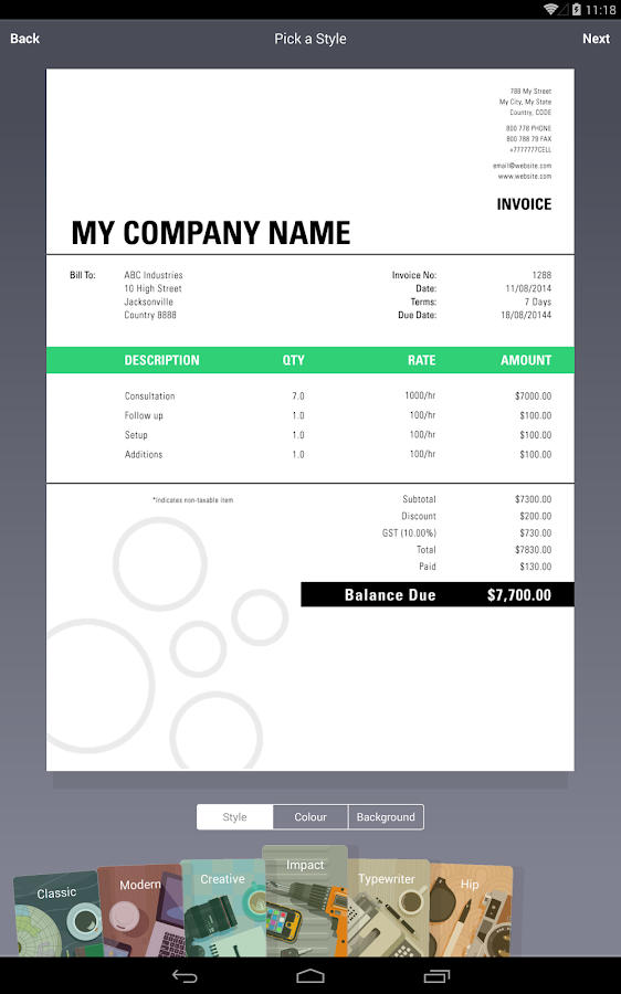 Invoice2go Invoice On The Job Screenshot